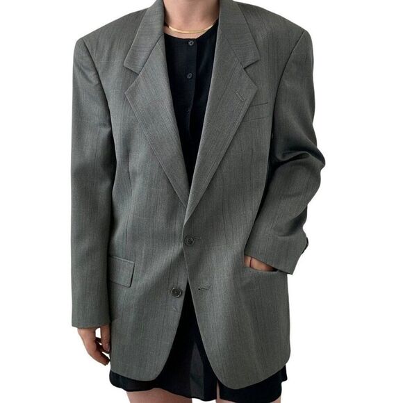 Vintage Christian Dior Mens Gray 100% Wool Sport Coat Oversized Blazer 40R - Picture 5 of 8